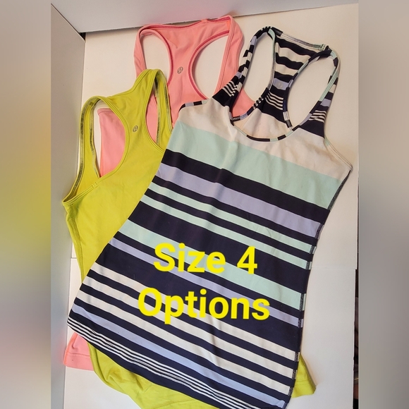 Lululemon "Cool" Racerback Tank, Size 4, Discover Stripe White Deep Indigo. - Picture 3 of 3